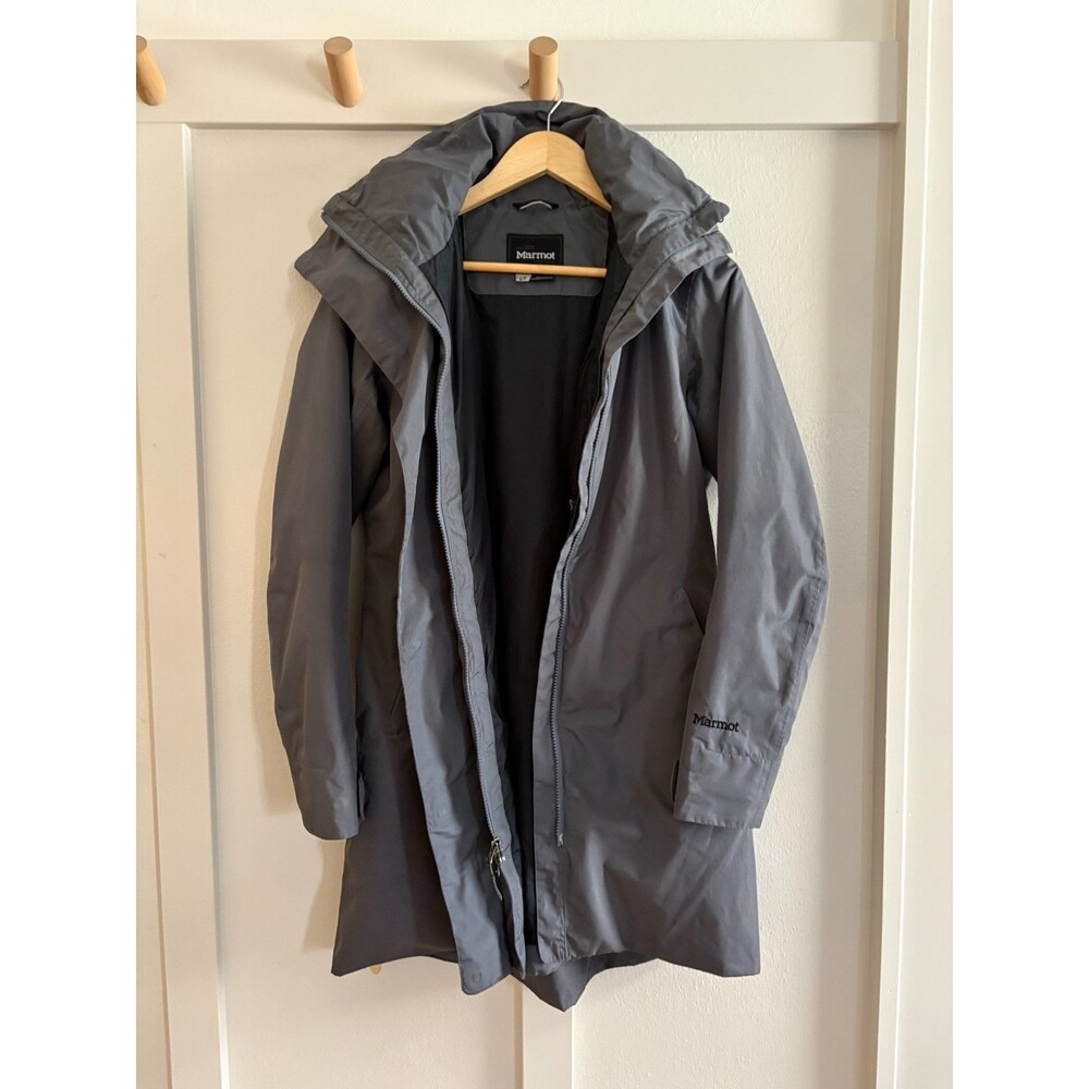 Marmot Parka Coat Womens Sm Gray Insulated Mid Length + light puffer insert 2in1